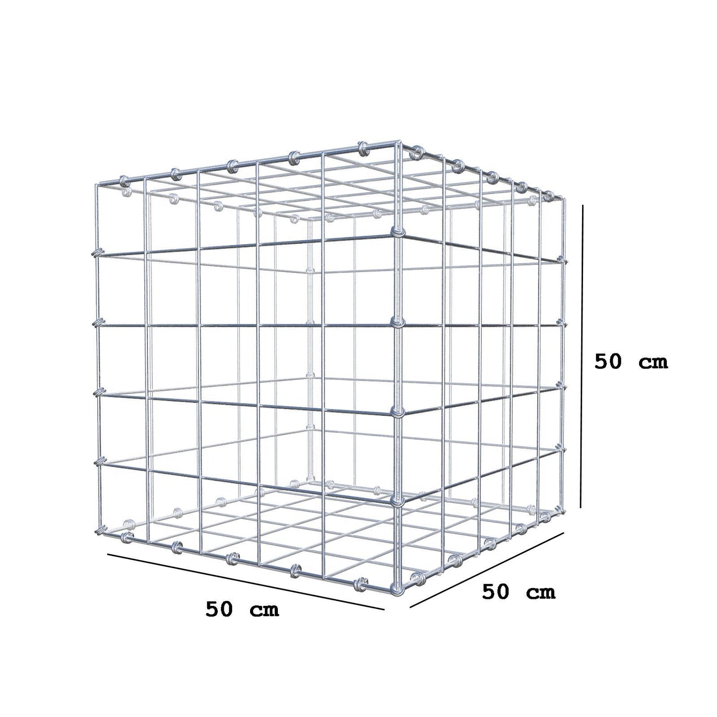 Schanskorf 50 cm x 50 cm x 50 cm (L x H x D), maaswijdte 10 x 10 cm, spiraalring