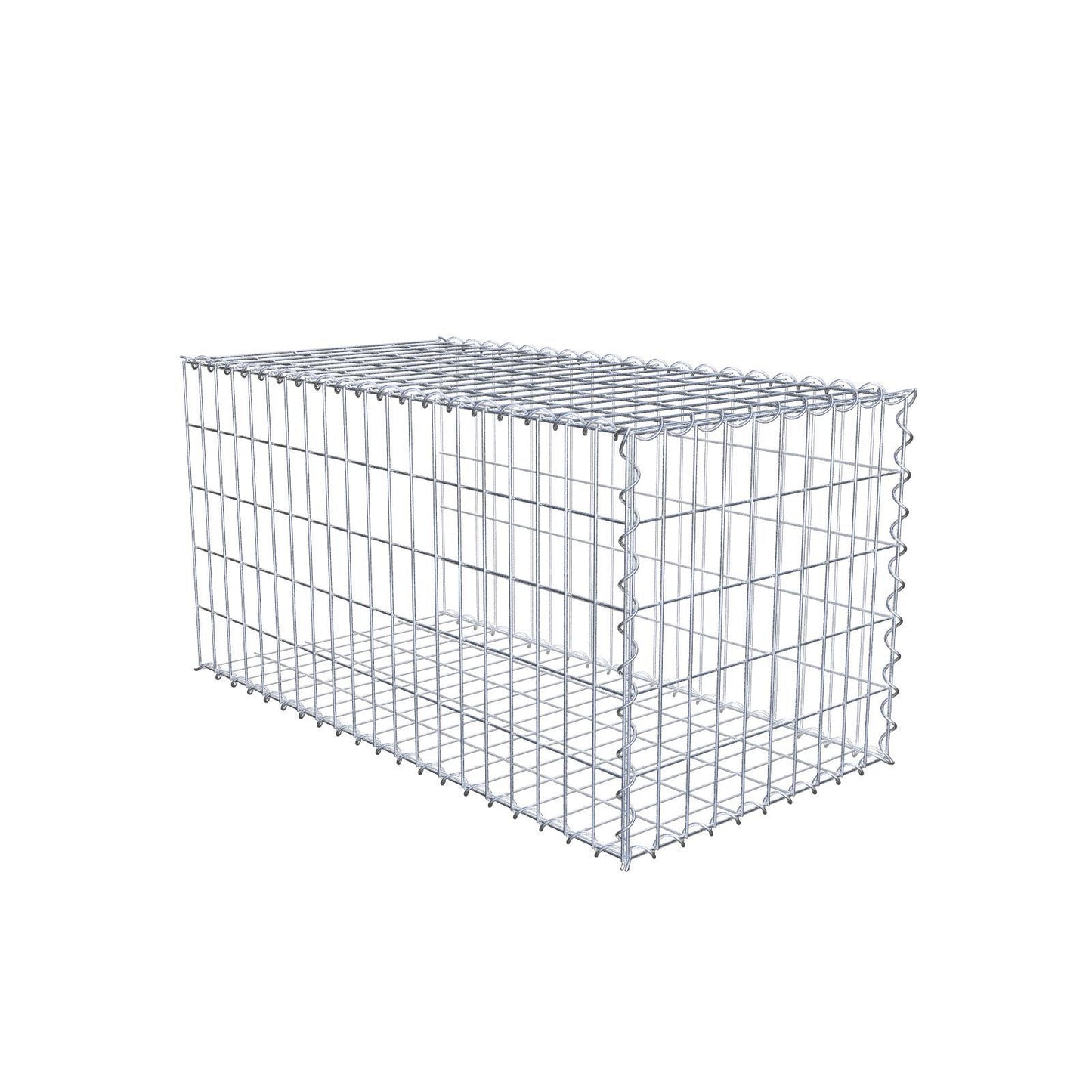 Opbouw schanskorf type 2 100 cm x 50 cm x 50 cm (L x H x D), maaswijdte 5 cm x 10 cm, spiraalvormig