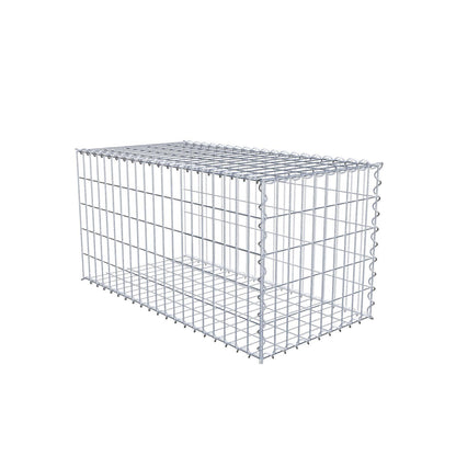 Opbouw schanskorf type 2 100 cm x 50 cm x 50 cm (L x H x D), maaswijdte 5 cm x 10 cm, spiraalvormig