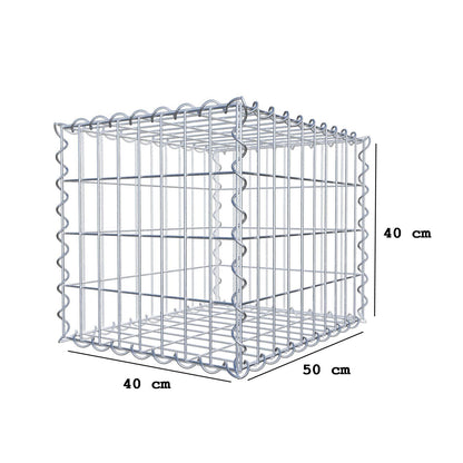 Schanskorf 50 cm x 40 cm x 40 cm (L x H x D), maaswijdte 5 cm x 10 cm, spiraalvormig