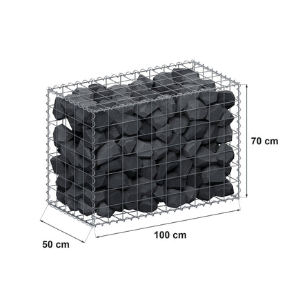 Schanskorf 100 cm x 70 cm x 50 cm (L x H x D), maaswijdte 10 cm x 10 cm, spiraalvormig
