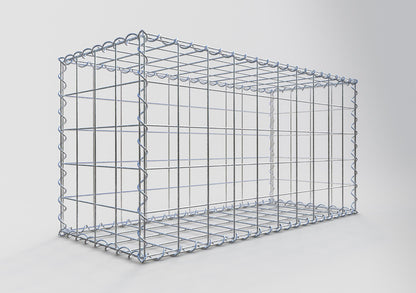 Schanskorf 100 cm x 50 cm x 40 cm (L x H x D), maaswijdte 10 cm x 10 cm, spiraalvormig