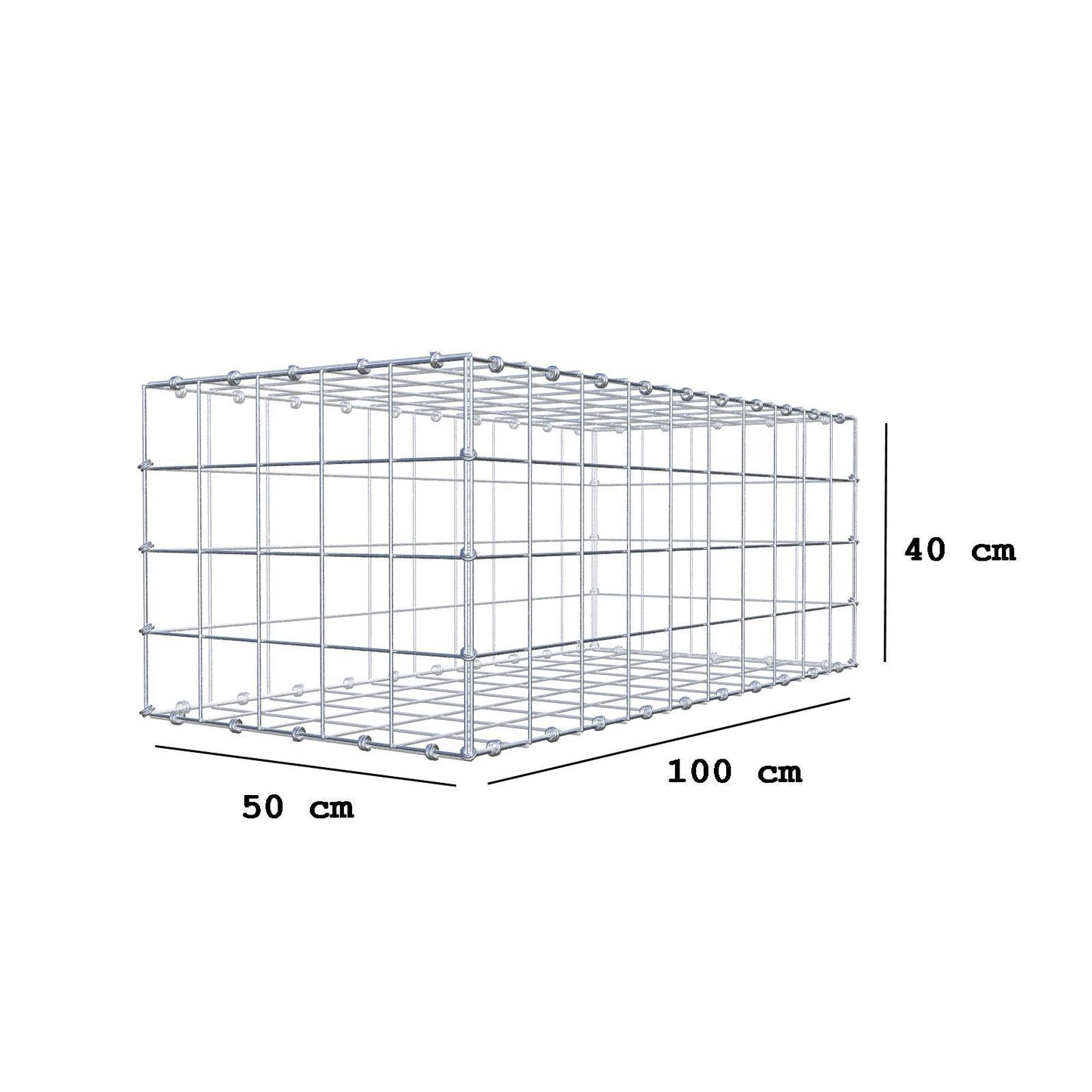 Gabion 100 cm x 40 cm x 50 cm (L x H x D), mesh size 10 x 10 cm, spiral ring