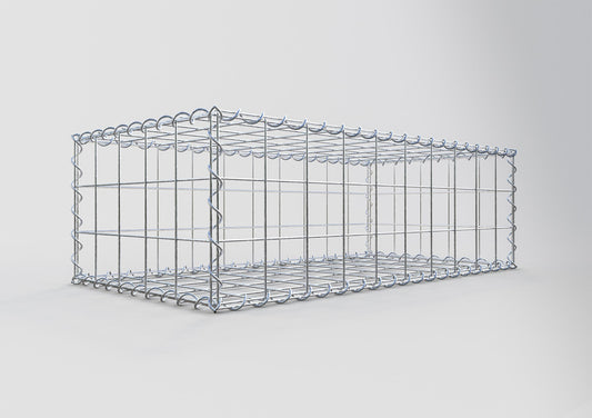 Schanskorf 100 cm x 30 cm x 50 cm (L x H x D), maaswijdte 10 cm x 10 cm, spiraalvormig