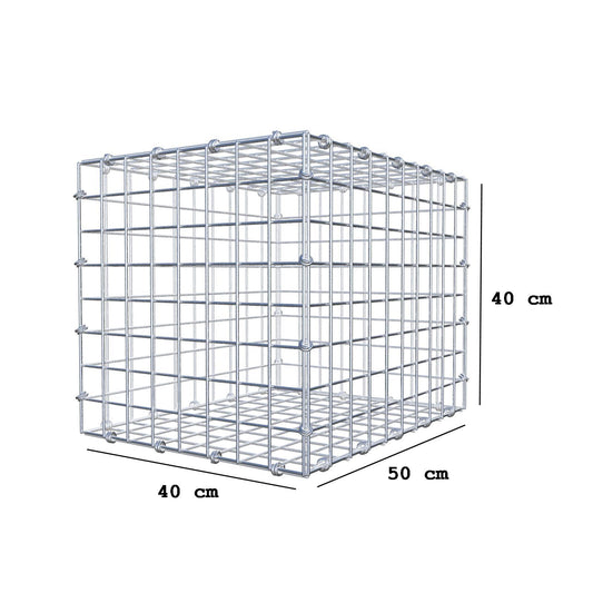 Gabion 50 cm x 40 cm x 40 cm (L x H x D), maskestørrelse 5 x 5 cm, spiralring