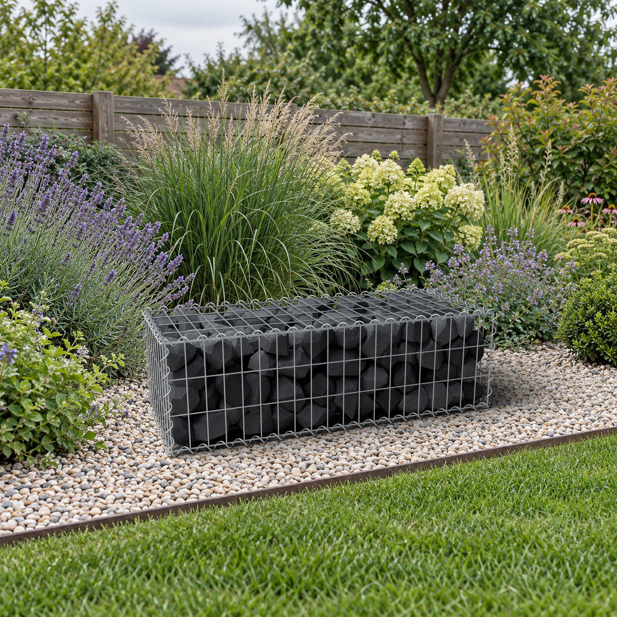 Gabion 100 cm x 30 cm x 40 cm (L x H x D), maskestørrelse 5 cm x 10 cm, spiral