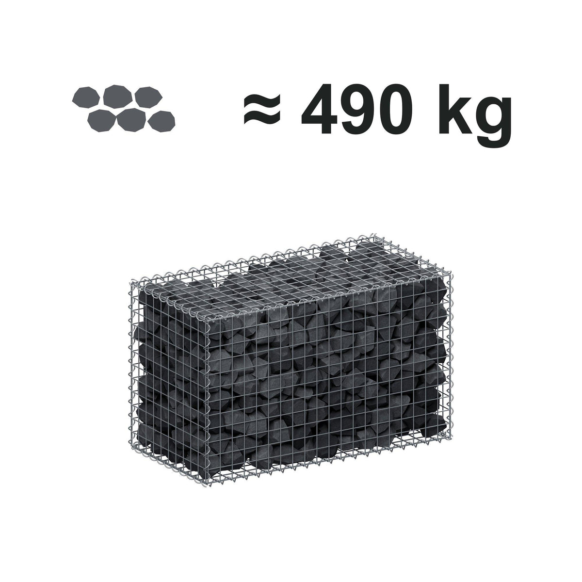 Gabione 100 cm x 60 cm x 50 cm (L x H x T), Maschenweite 5 cm x 5 cm, Spirale