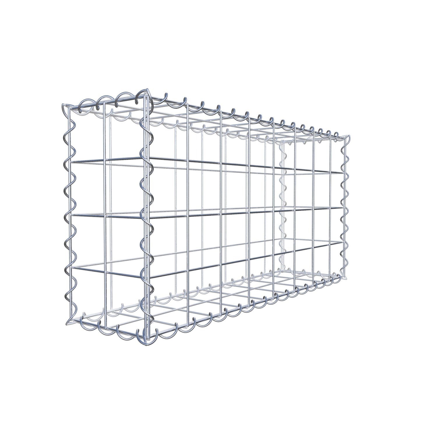 Schanskorf 80 cm x 40 cm x 20 cm (L x H x D), maaswijdte 10 cm x 10 cm, spiraalvormig