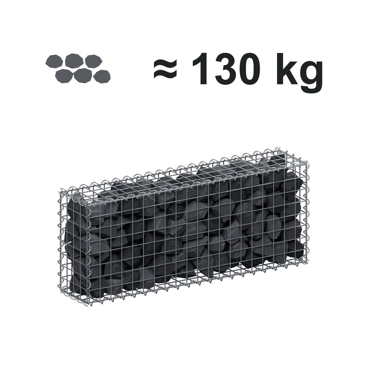 Schanskorf 100 cm x 40 cm x 20 cm (L x H x D), maaswijdte 5 cm x 5 cm, spiraalvormig