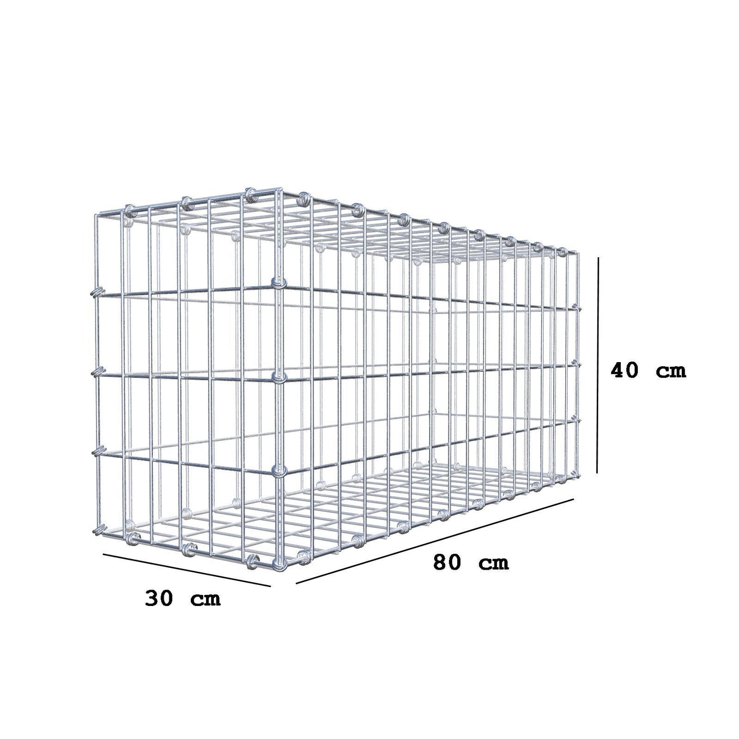 Gabbione 80 cm x 40 cm x 30 cm (L x H x P), maglia 5 x 10 cm, anello a spirale