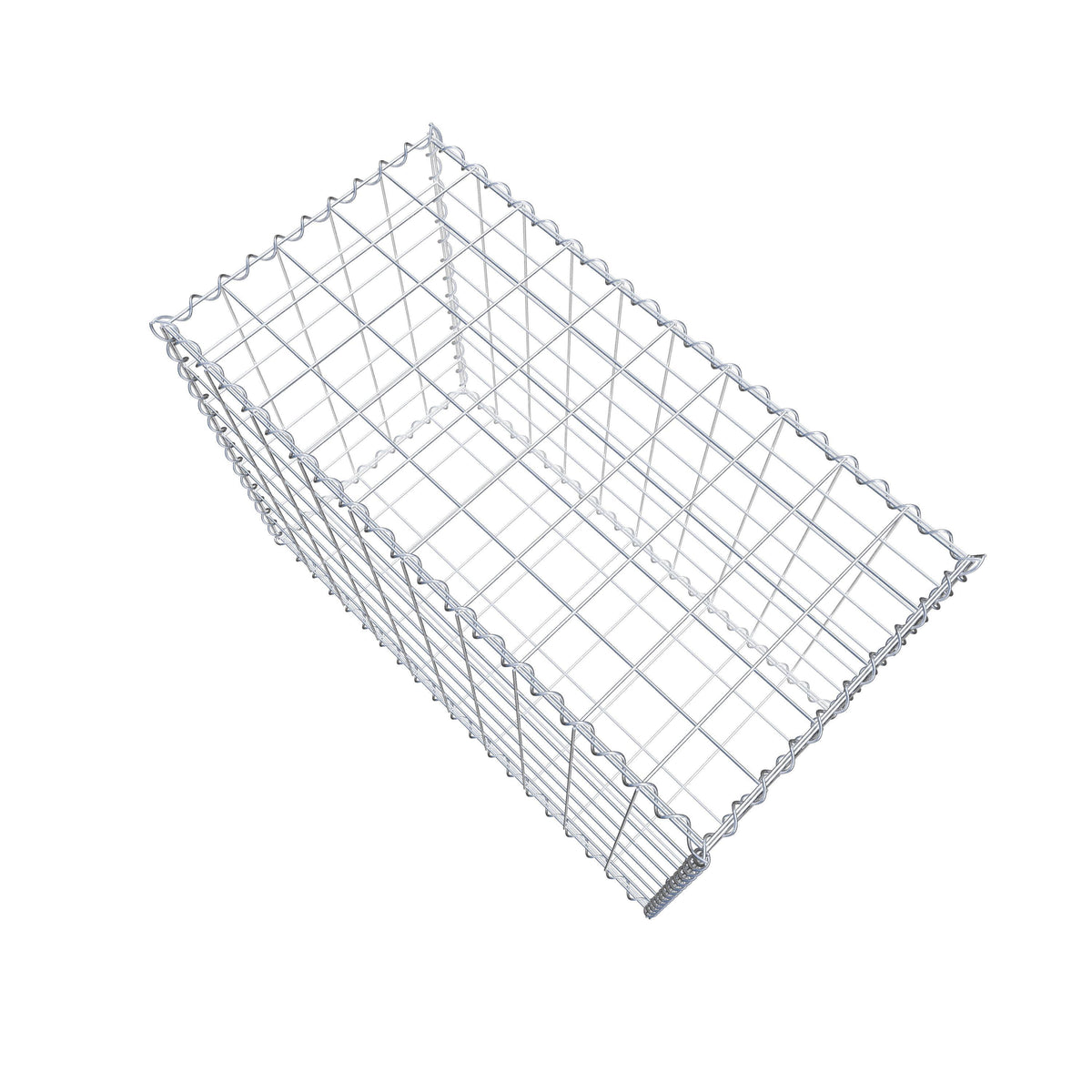 Schanskorf 100 cm x 70 cm x 50 cm (L x H x D), maaswijdte 10 cm x 10 cm, spiraalvormig