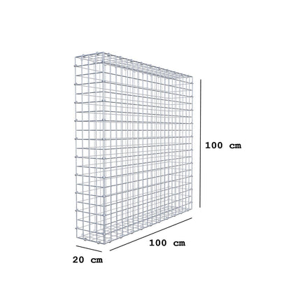 Gabbione 100 cm x 100 cm x 20 cm (L x H x P), maglia 5 x 5 cm, anello a spirale