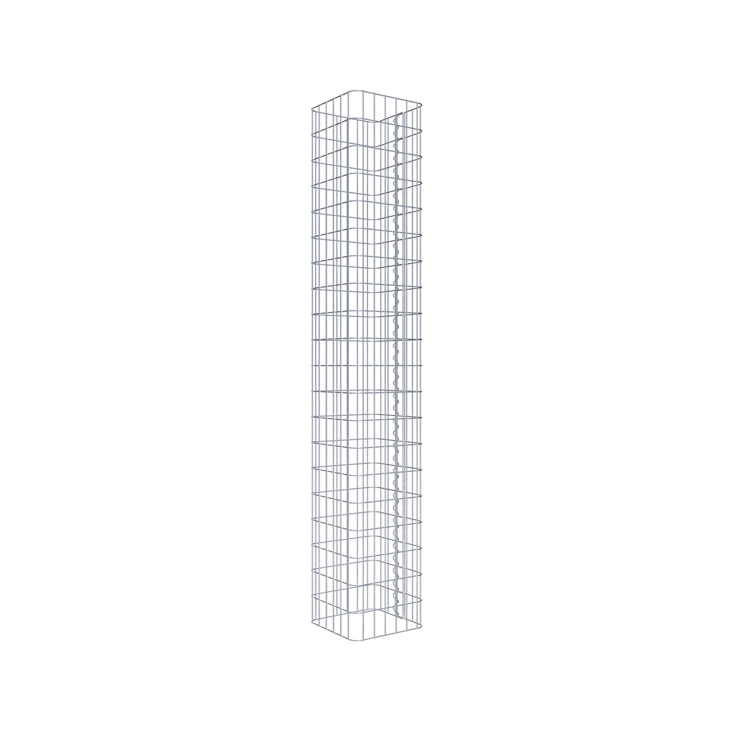Rechthoekige thermisch verzinkte schanskorfzuil, 32 cm x 32 cm, 200 cm hoog, MW 5 x 10 cm