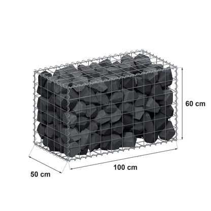 Schanskorf 100 cm x 60 cm x 50 cm (L x H x D), maaswijdte 10 cm x 10 cm, spiraalvormig