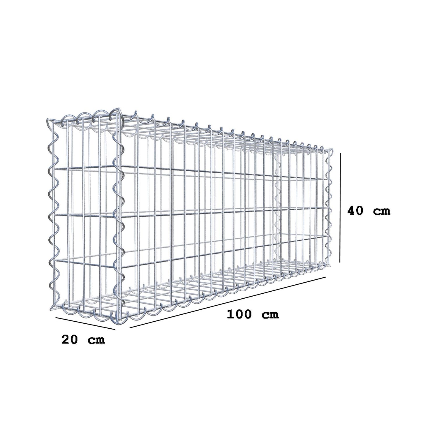 Set van 2 schanskorven 100 cm x 40 cm x 20 cm (L x H x D), maaswijdte 5 x 10 cm, spiraalvormig