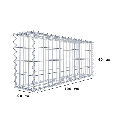 Set van 2 schanskorven 100 cm x 40 cm x 20 cm (L x H x D), maaswijdte 5 x 10 cm, spiraalvormig