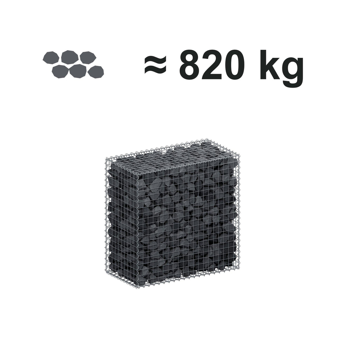 Gabion 100 cm x 100 cm x 50 cm (L x H x D), maskstorlek 5 cm x 5 cm, spiral