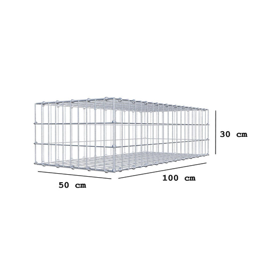 Gabion 100 cm x 30 cm x 50 cm (L x H x D), maskestørrelse 5 x 10 cm, spiralring