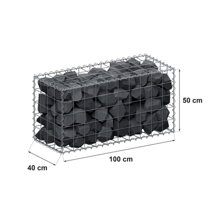 Schanskorf 100 cm x 50 cm x 40 cm (L x H x D), maaswijdte 10 cm x 10 cm, spiraalvormig