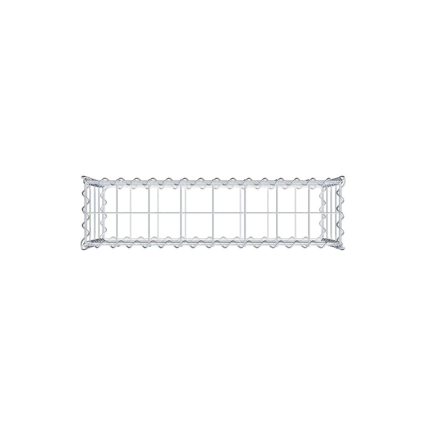 Schanskorf 80 cm x 40 cm x 20 cm (L x H x D), maaswijdte 10 cm x 10 cm, spiraalvormig