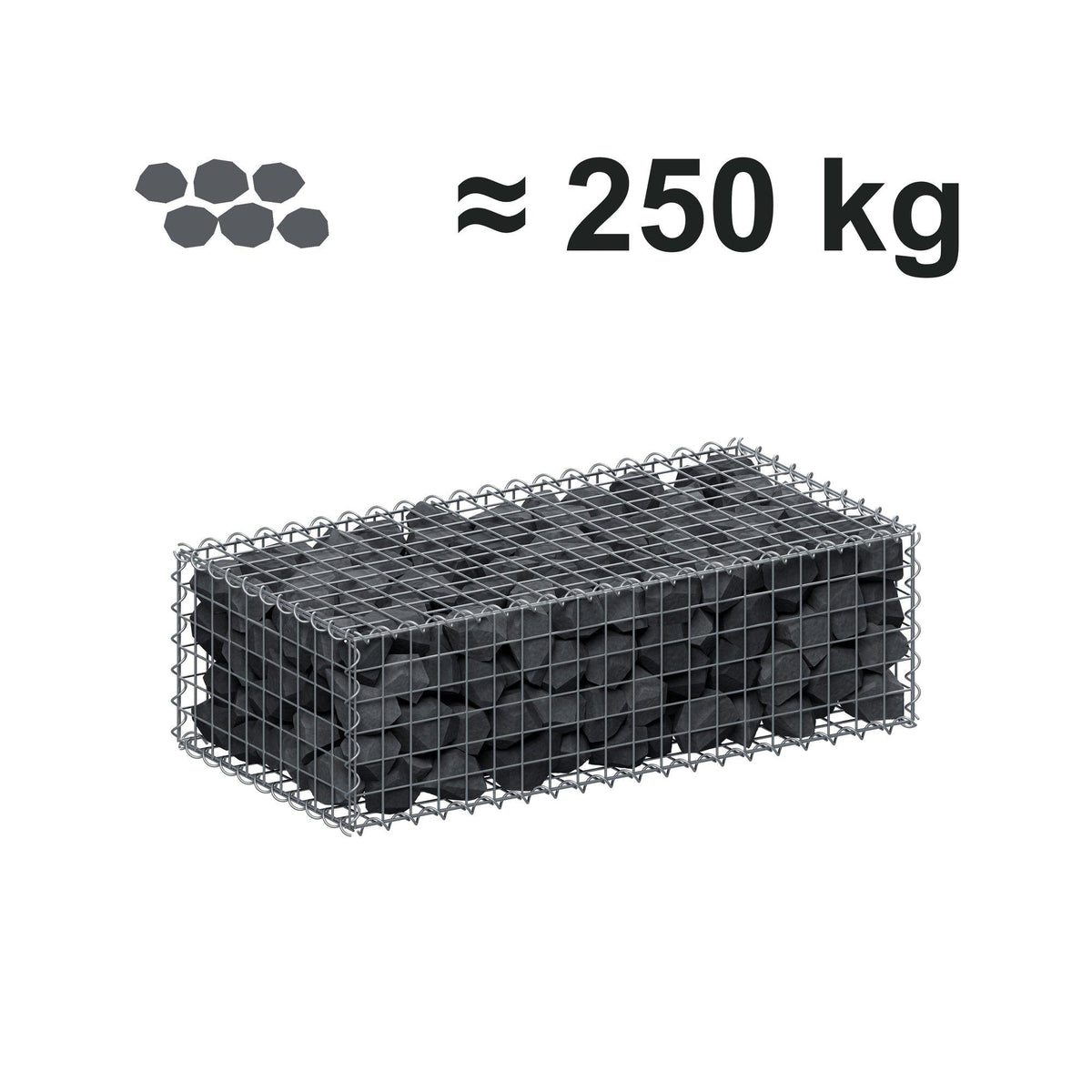 Gabion 100 cm x 30 cm x 50 cm (L x H x D), mesh size 5 cm x 5 cm, spiral