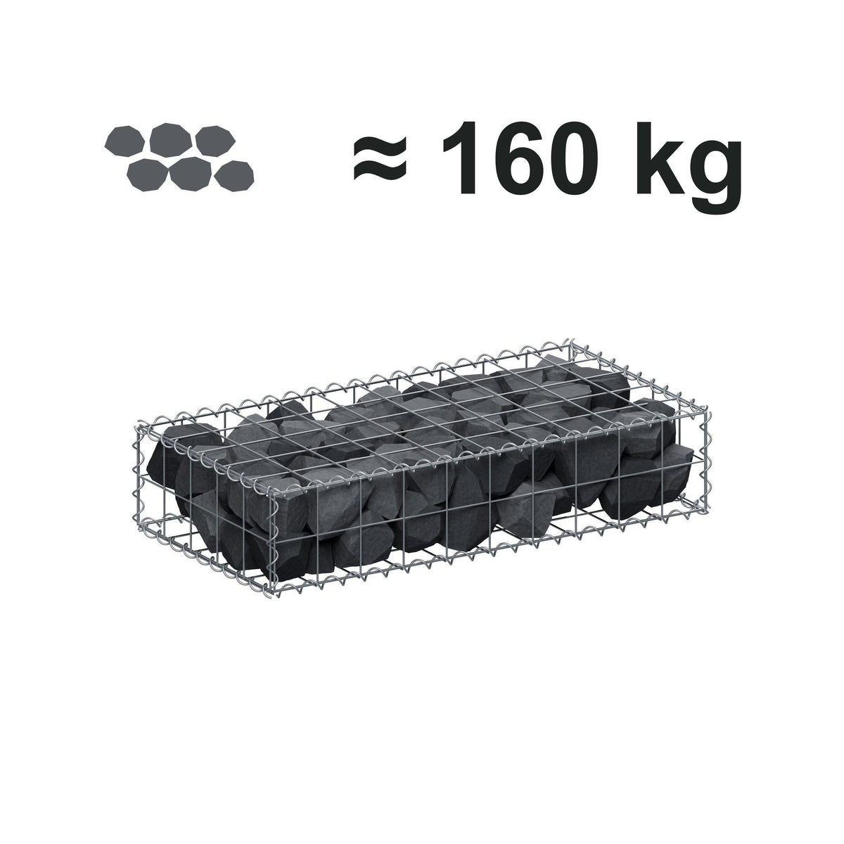 Gabion 100 cm x 20 cm x 50 cm (L x H x P), mailles 10 cm x 10 cm, spirale