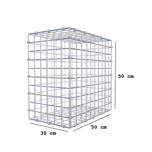 Gabion 50 cm x 50 cm x 30 cm (L x H x D), mesh size 5 x 5 cm, spiral ring