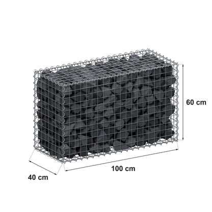 Gabion 100 cm x 60 cm x 40 cm (L x H x D), mesh size 5 cm x 5 cm, spiral