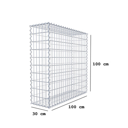 Gabion 100 cm x 100 cm x 30 cm (L x H x P), mailles 5 cm x 10 cm, spirale