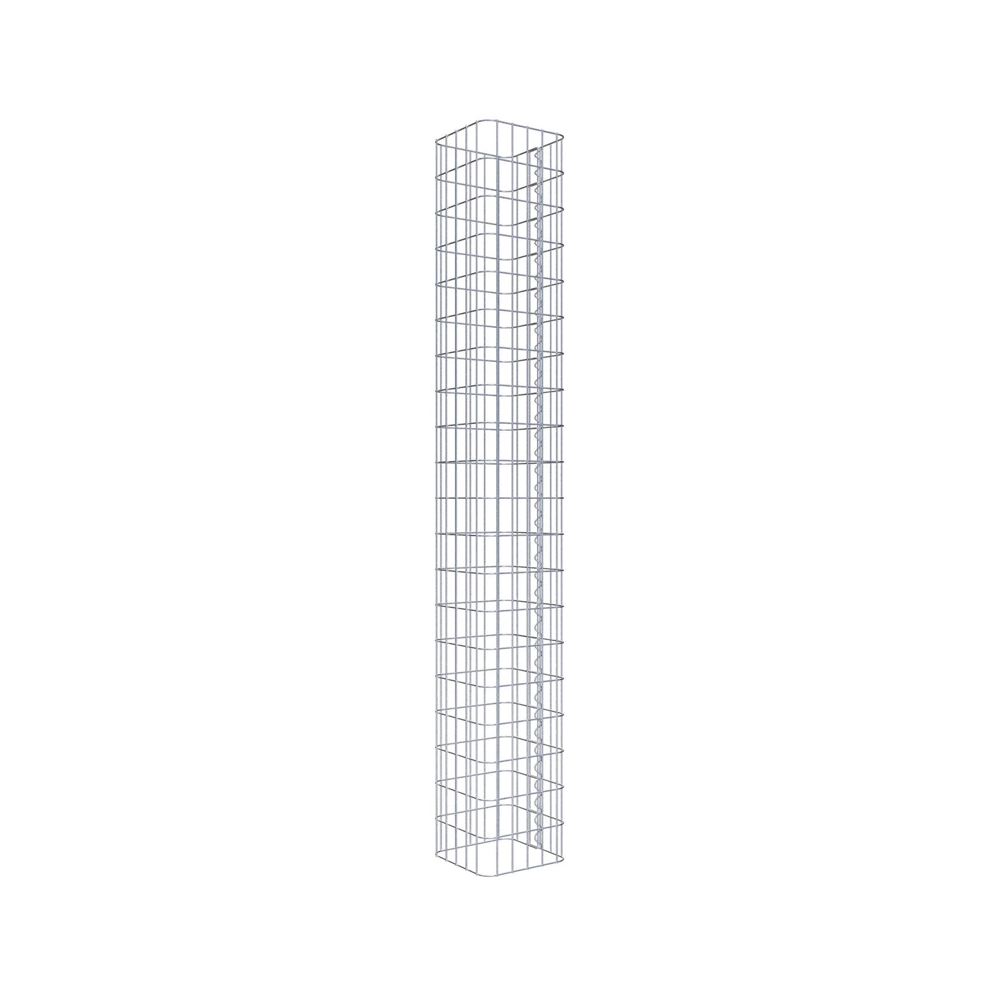 Rechthoekige thermisch verzinkte schanskorfzuil, 27 cm x 27 cm, 200 cm hoog, MW 5 cm x 10 cm