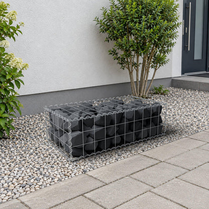 Schanskorf 100 cm x 30 cm x 50 cm (L x H x D), maaswijdte 10 cm x 10 cm, spiraalvormig