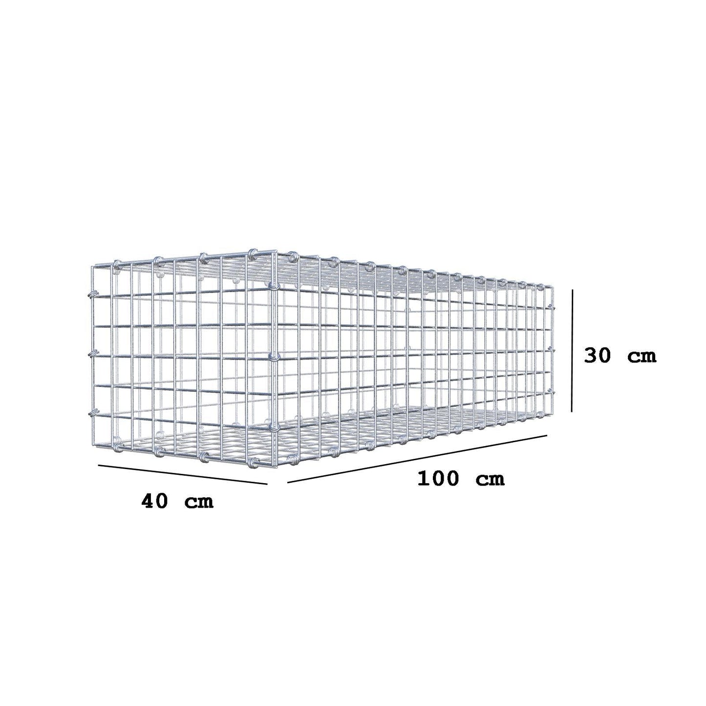 Schanskorf 100 cm x 30 cm x 40 cm (L x H x D), maaswijdte 5 x 5 cm, spiraalring