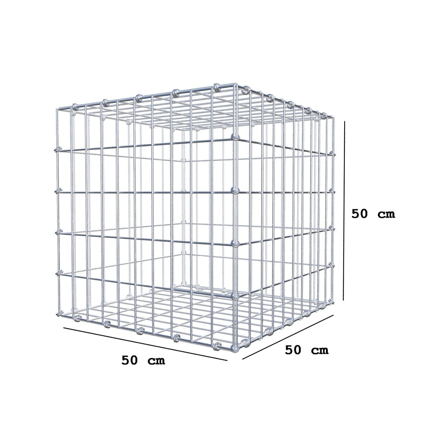 Schanskorf 50 cm x 50 cm x 50 cm (L x H x D), maaswijdte 5 x 10 cm, spiraalring