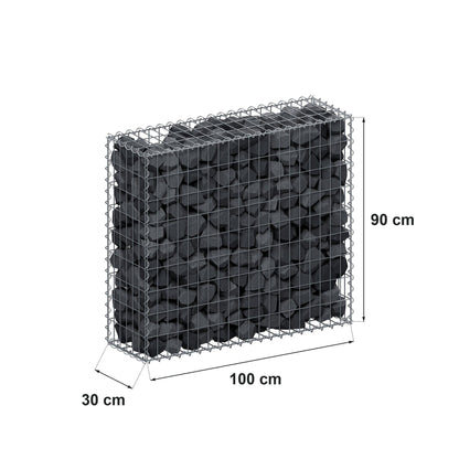 Gabion 100 cm x 90 cm x 30 cm (L x H x D), maskstorlek 5 cm x 10 cm, spiral