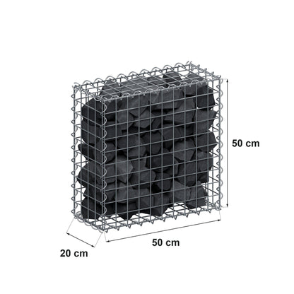 Gabbione 50 cm x 50 cm x 20 cm (L x H x P), maglia 5 cm x 5 cm, spirale