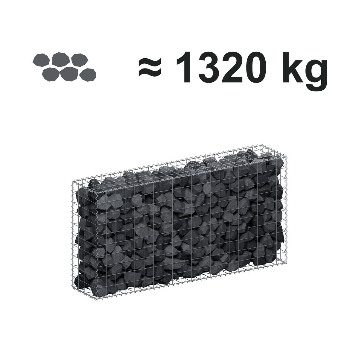 Schanskorf 200 cm x 100 cm x 40 cm (L x H x D), maaswijdte 10 cm x 10 cm, spiraalvormig