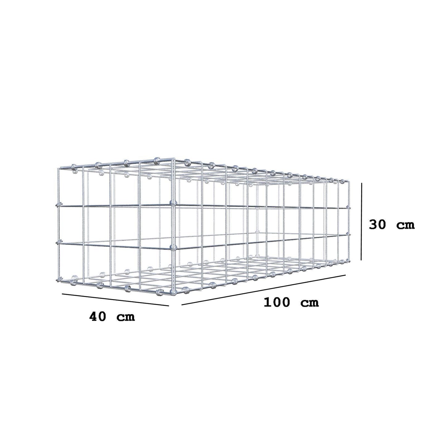 Schanskorf 100 cm x 30 cm x 40 cm (L x H x D), maaswijdte 10 x 10 cm, spiraalring