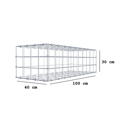 Schanskorf 100 cm x 30 cm x 40 cm (L x H x D), maaswijdte 10 x 10 cm, spiraalring