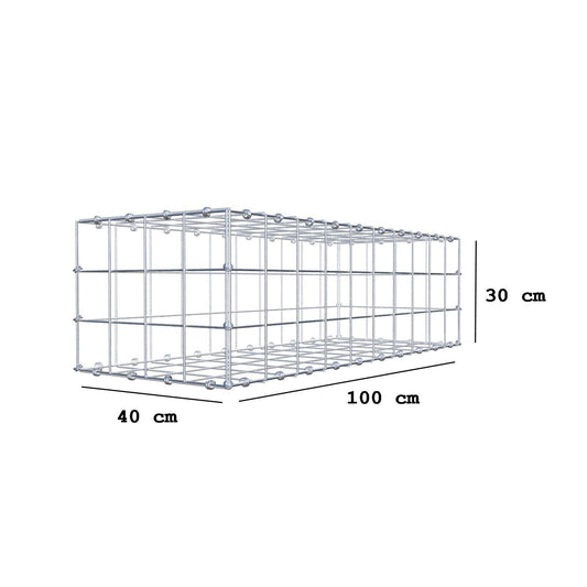 Schanskorf 100 cm x 30 cm x 40 cm (L x H x D), maaswijdte 10 x 10 cm, spiraalring