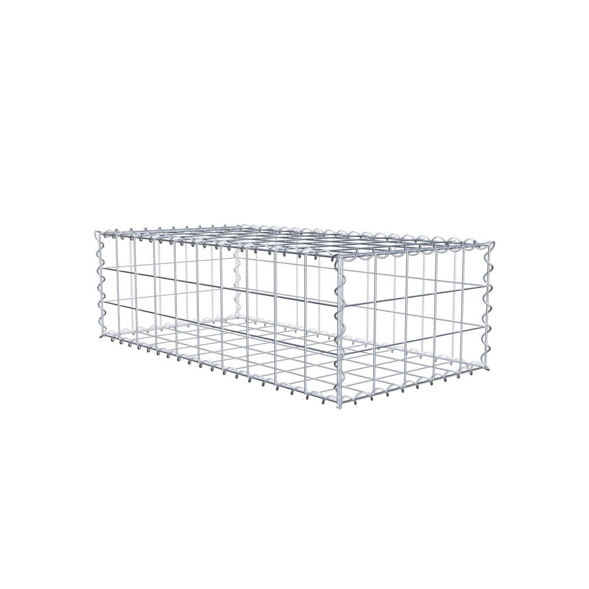 Schanskorf 100 cm x 30 cm x 50 cm (L x H x D), maaswijdte 10 cm x 10 cm, spiraalvormig