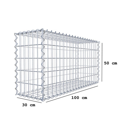 Gabião 100 cm x 50 cm x 30 cm (C x A x P), malhagem 5 cm x 10 cm, espiral