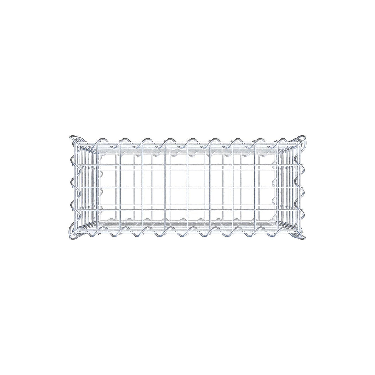 Schanskorf 50 cm x 40 cm x 20 cm (L x H x D), maaswijdte 5 cm x 5 cm, spiraalvormig