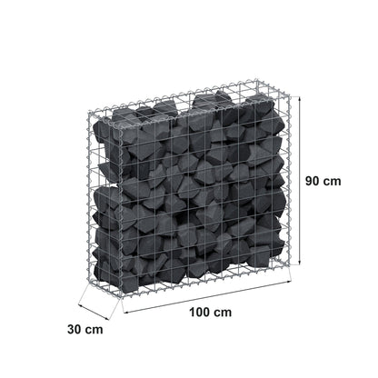 Gabion 100 cm x 90 cm x 30 cm (L x H x D), maskestørrelse 10 cm x 10 cm, spiral