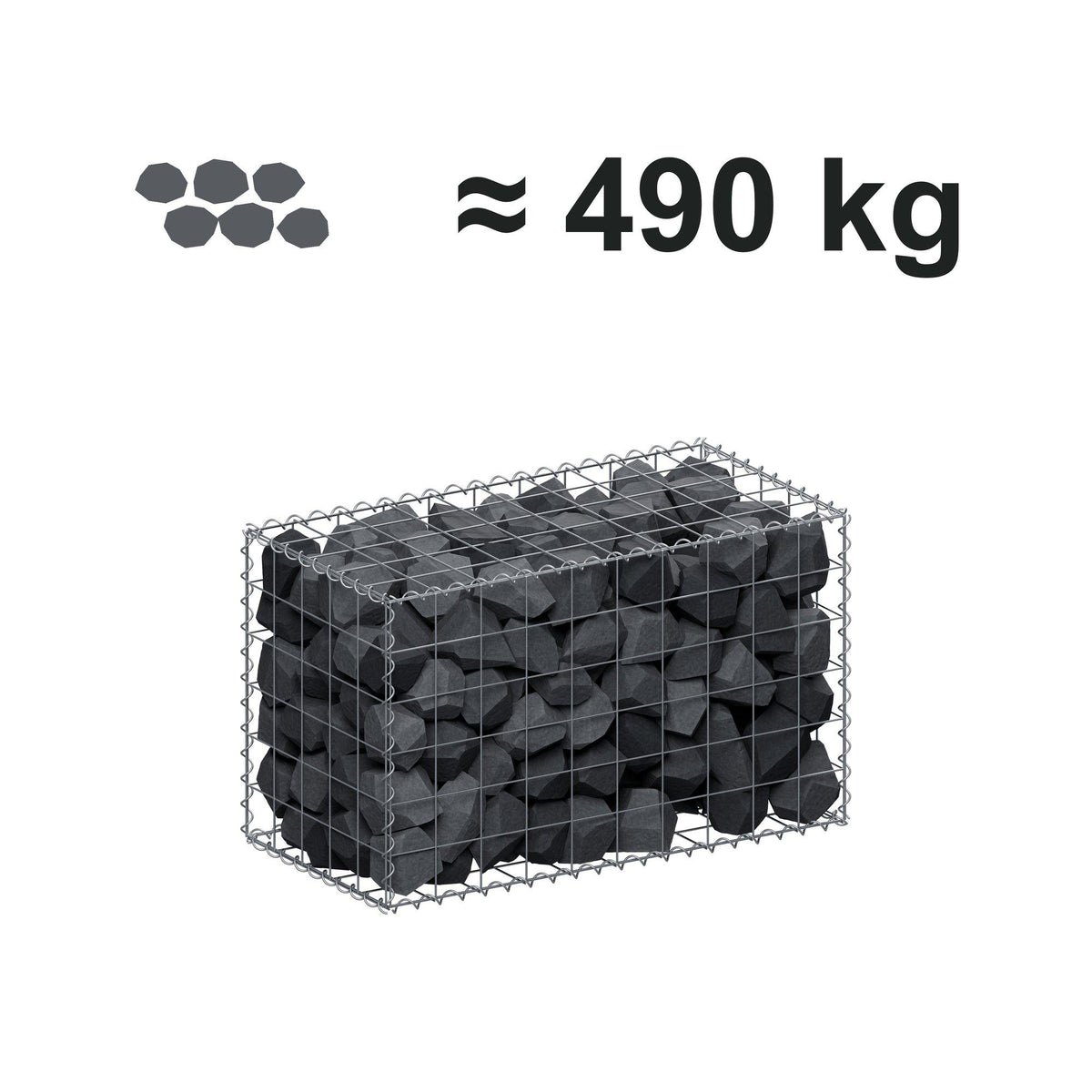 Schanskorf 100 cm x 60 cm x 50 cm (L x H x D), maaswijdte 10 cm x 10 cm, spiraalvormig