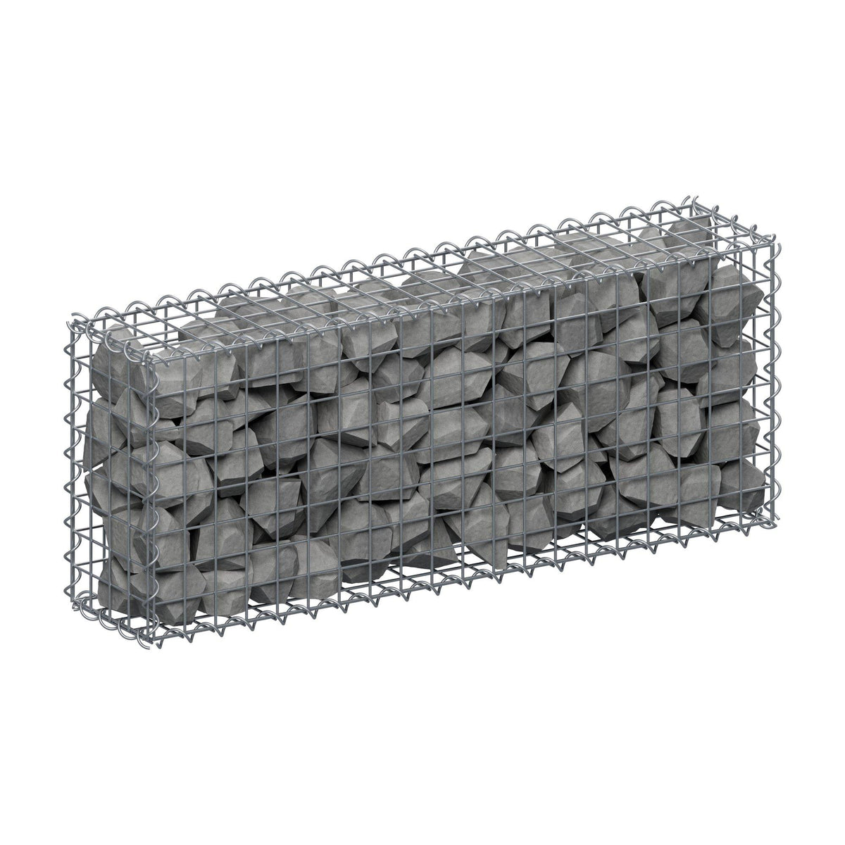 Schanskorf 100 cm x 40 cm x 20 cm (L x H x D), maaswijdte 5 cm x 5 cm, spiraalvormig