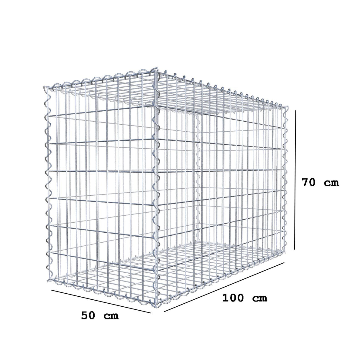 Gabion 100 cm x 70 cm x 50 cm (L x H x P), mailles 5 cm x 10 cm, spirale