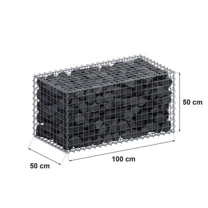 Gabion 100 cm x 50 cm x 50 cm (L x H x D), maskestørrelse 5 cm x 5 cm, spiral