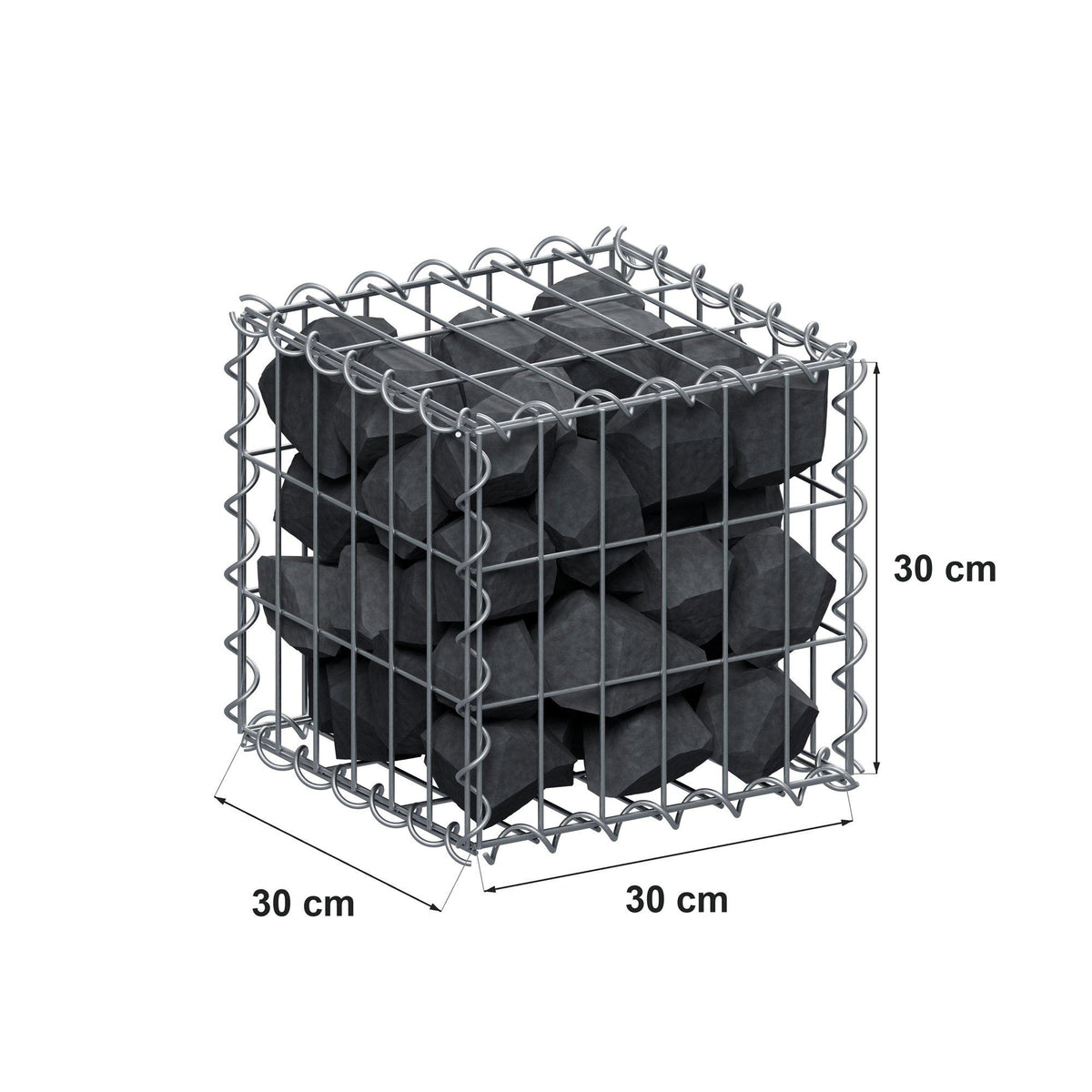 Gabione 30 cm x 30 cm x 30 cm (L x H x T), Maschenweite 5 cm x 10 cm, Spirale