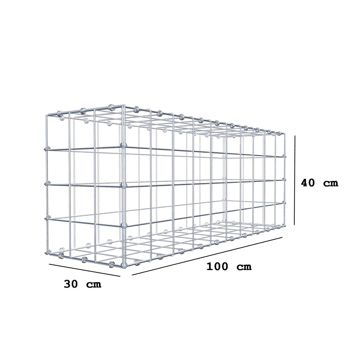 Schanskorf 100 cm x 40 cm x 30 cm (L x H x D), maaswijdte 10 x 10 cm, spiraalring