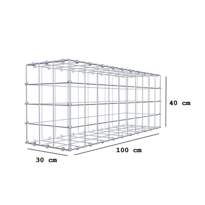 Schanskorf 100 cm x 40 cm x 30 cm (L x H x D), maaswijdte 10 x 10 cm, spiraalring